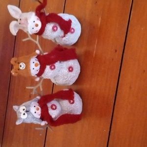 Three ceramic snowmen